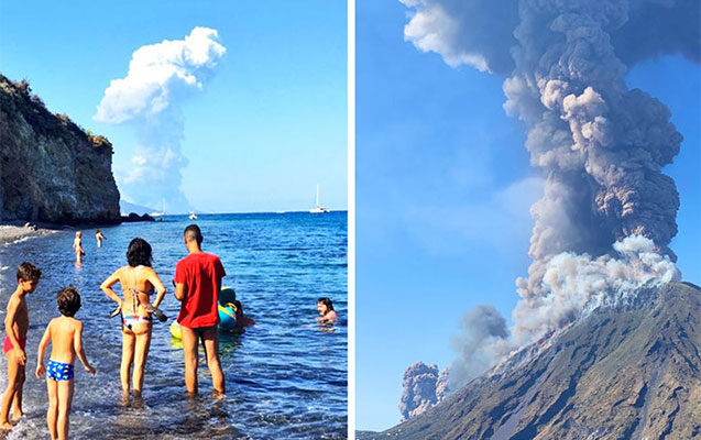İtaliyada qəfil püskürən vulkan turistlərin kabusu oldu - Ölən var+Video