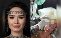 Qazaxıstanlı model rus bloqerin başına stəkan çırpdı