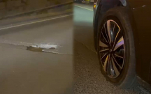 Prospektdəki bu çuxura düşən maşınların təkəri partlayır