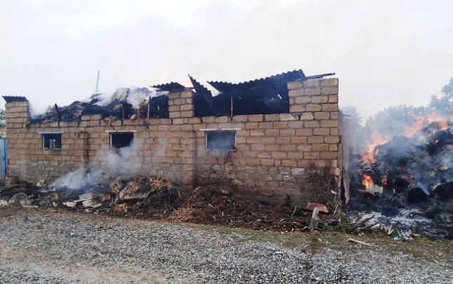 Ermənilərin Baharlıya atdığı mərmi yanğına səbəb oldu