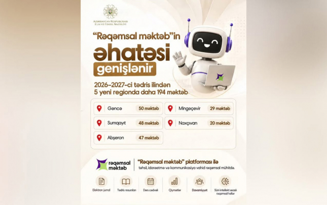 “Rəqəmsal məktəb” platformasının əhatə dairəsi genişləndirilir