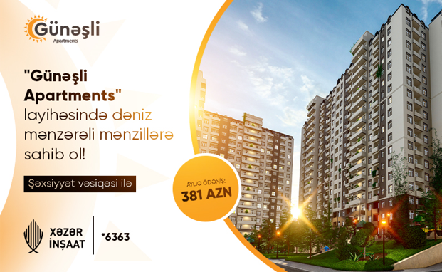 Станьте владельцами квартир с ежемесячной оплатой от 381 АЗН!- Xаzаr İnshaat!