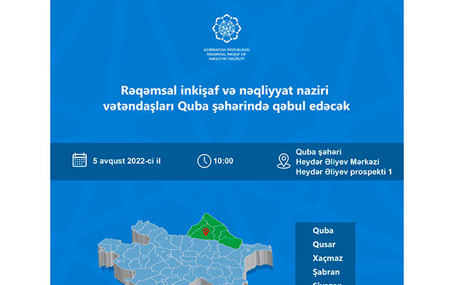 Nazir Qubada vətəndaşları qəbul edəcək