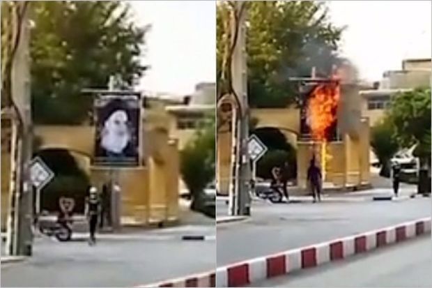 В Иране сожгли портрет Хомейни