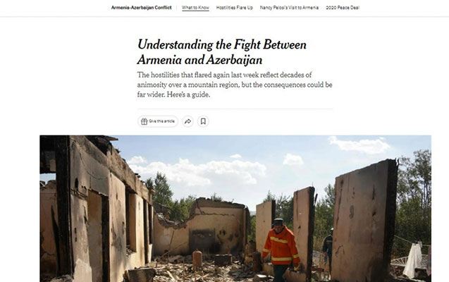 “The New York Times” Ermənistan-Azərbaycan sərhədindəki gərginlikdən yazdı