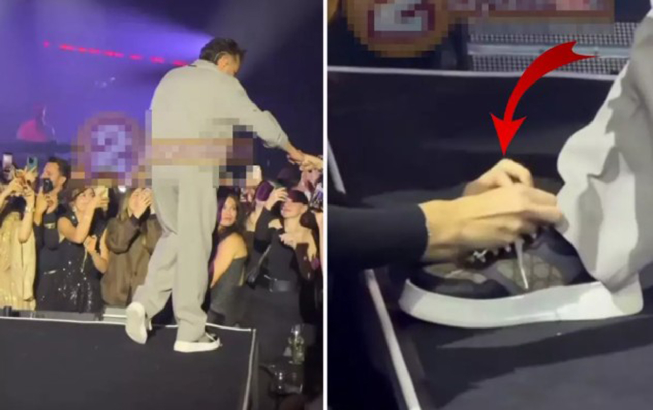 Səhnədə ayaqqabısını qadın fanatı bağladı, tənqid olundu  - Video  