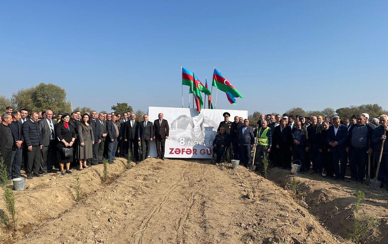 Beyləqanda Zəfər Günü ilə bağlı ağacəkmə aksiyası keçirildi  - Fotolar  