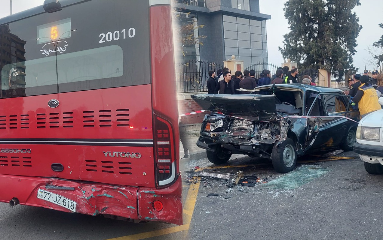 Gəncədə “VAZ” avtobusla toqquşdu, ölən var  - Fotolar - Yenilənib  